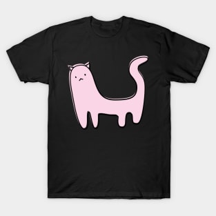 Cute Silly Simple Minimalist Pastel Pink Cat Peach T-Shirt